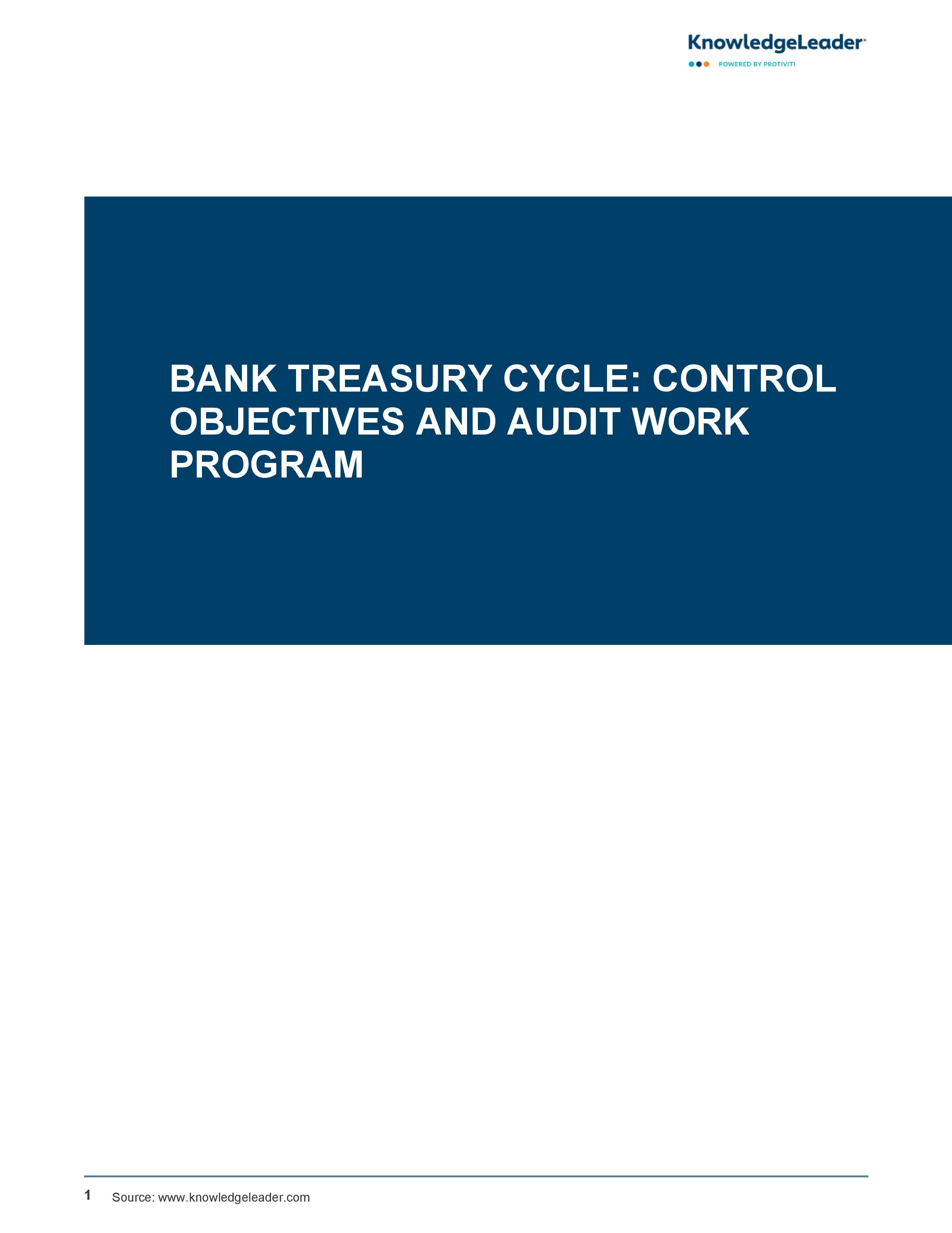 Bank Treasury Cycle: Control Objectives and Audit Work Program