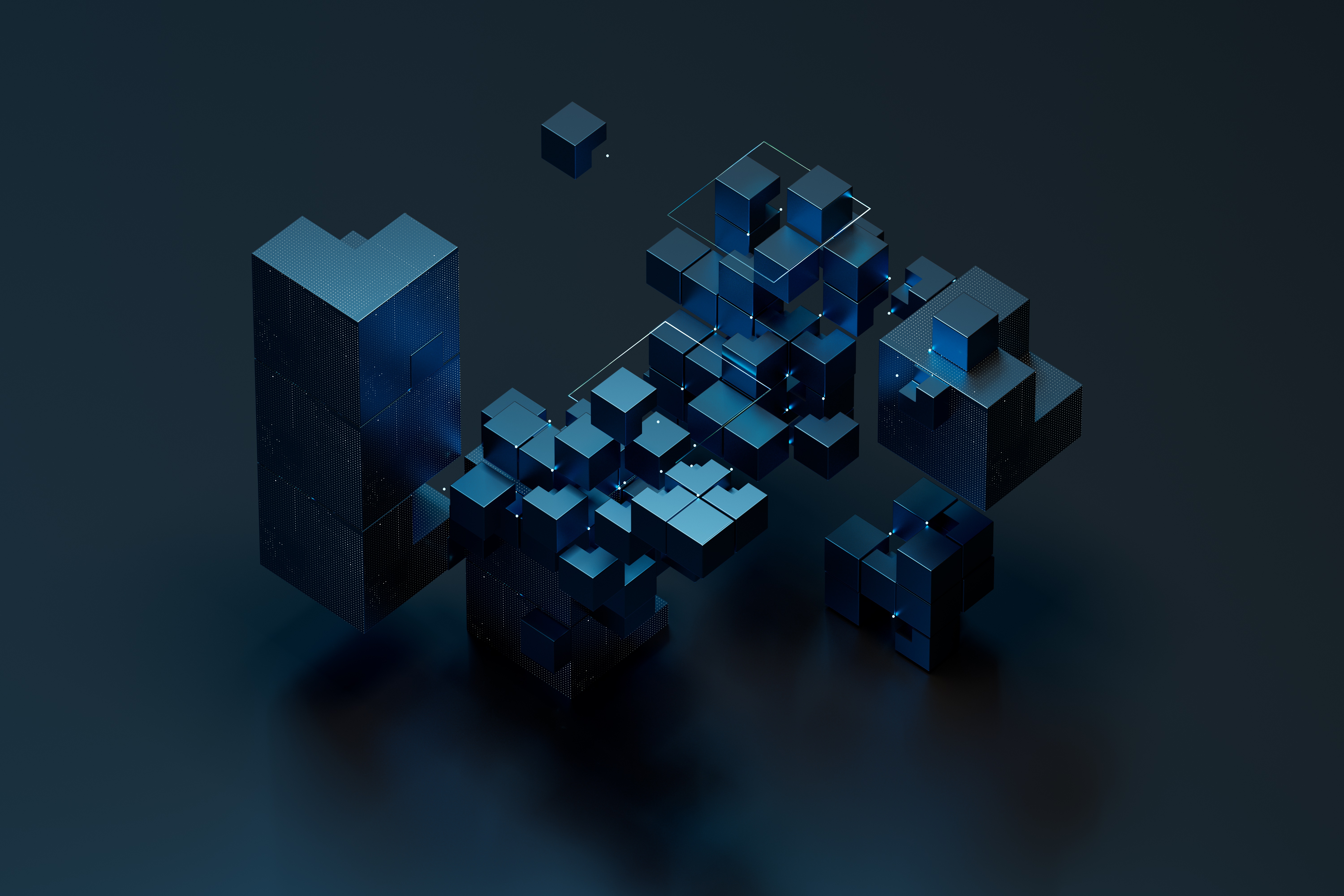 Image of neon puzzle boxes