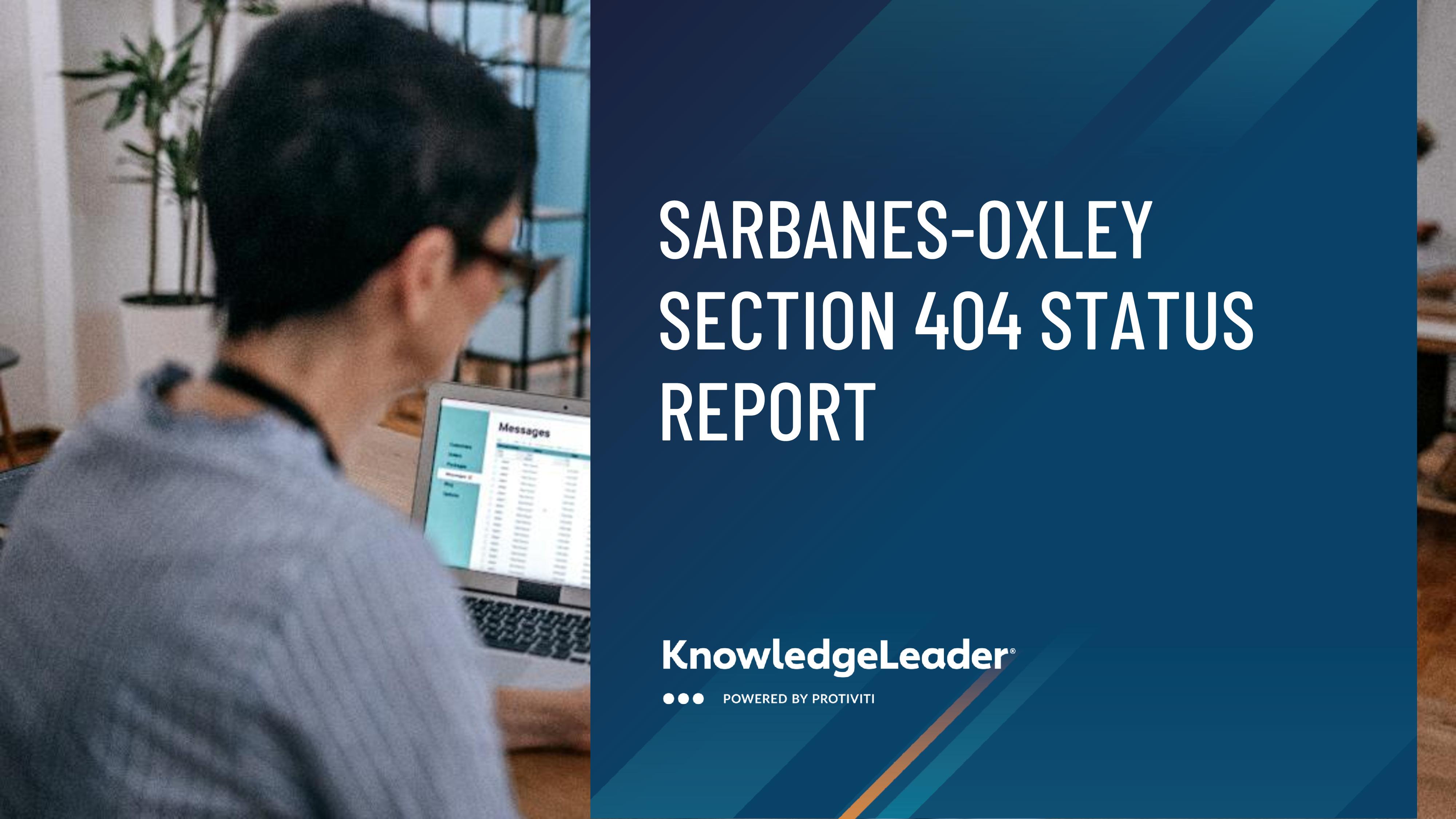 screenshot of first page of Sarbanes-Oxley Section 404 Status Report