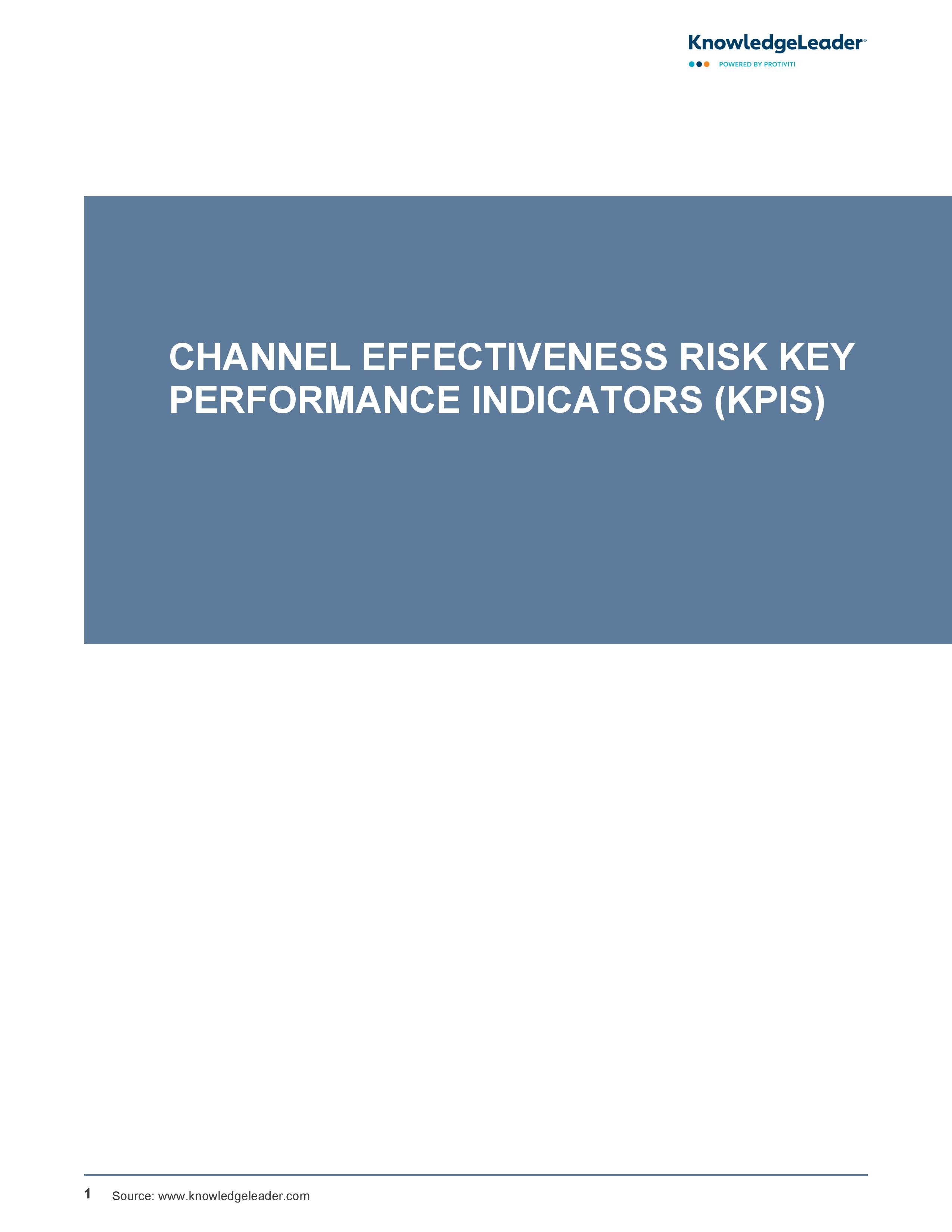 Channel Effectiveness Risk Key Performance Indicators (KPIs)