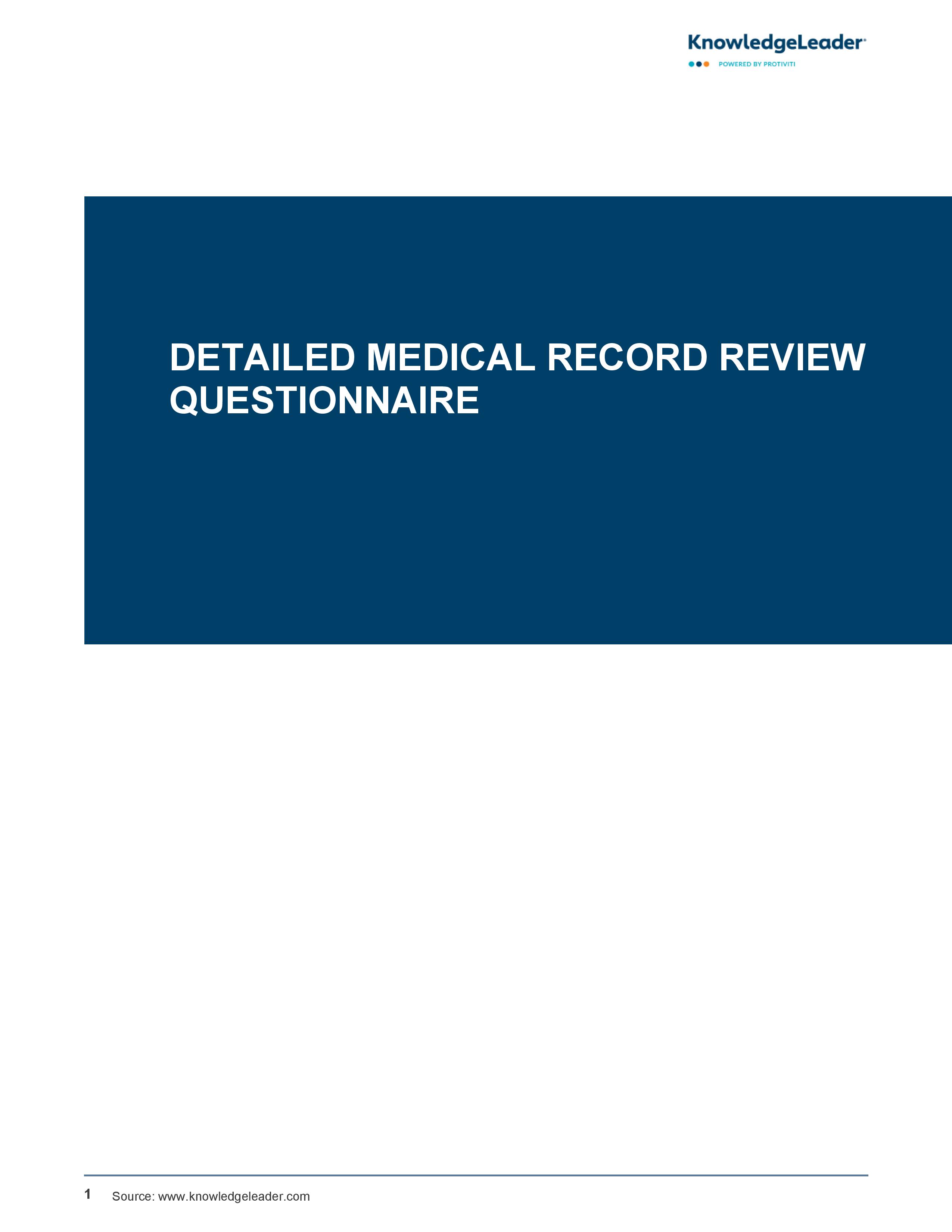 Detailed Medical Record Review Questionnaire