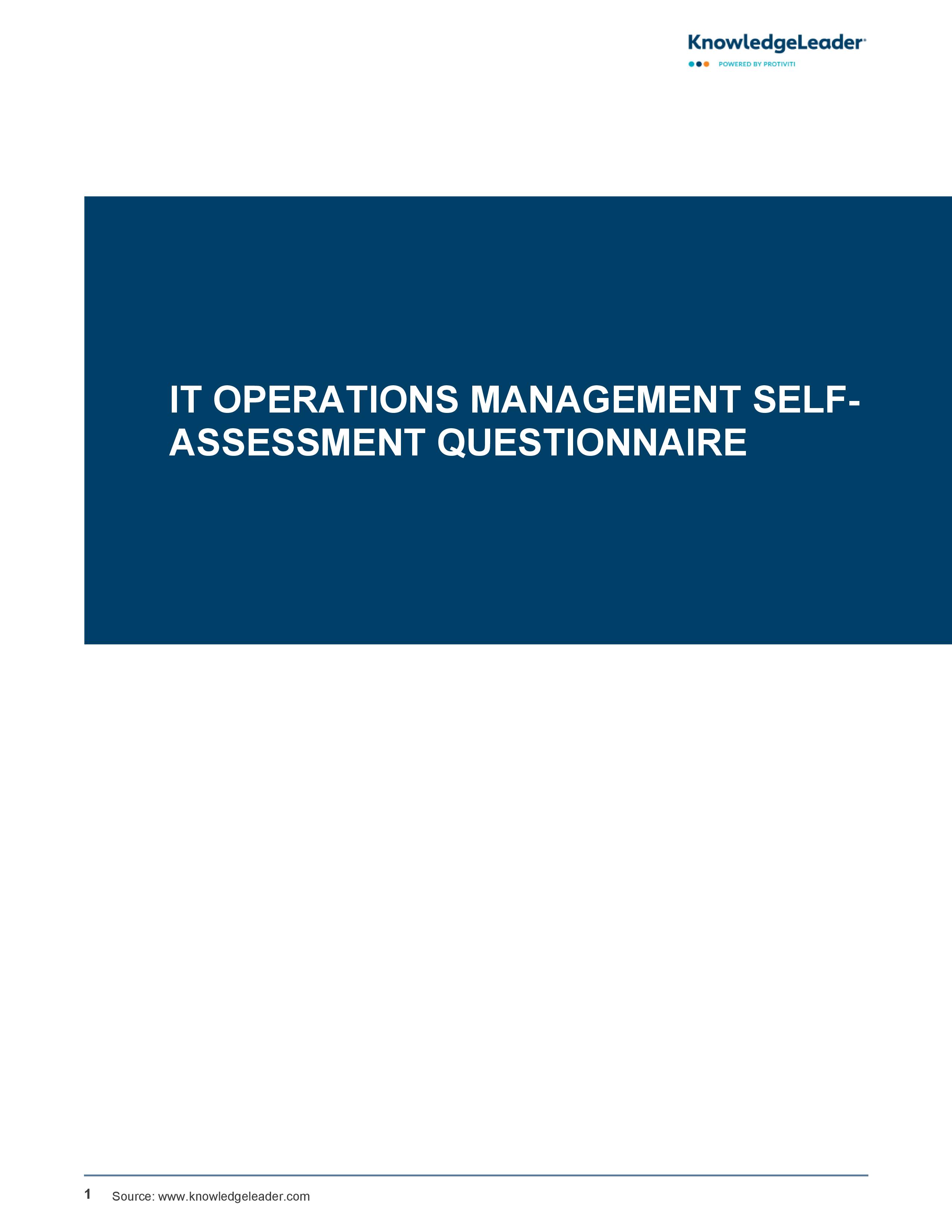 IT Operations Management Self-Assessment Questionnaire