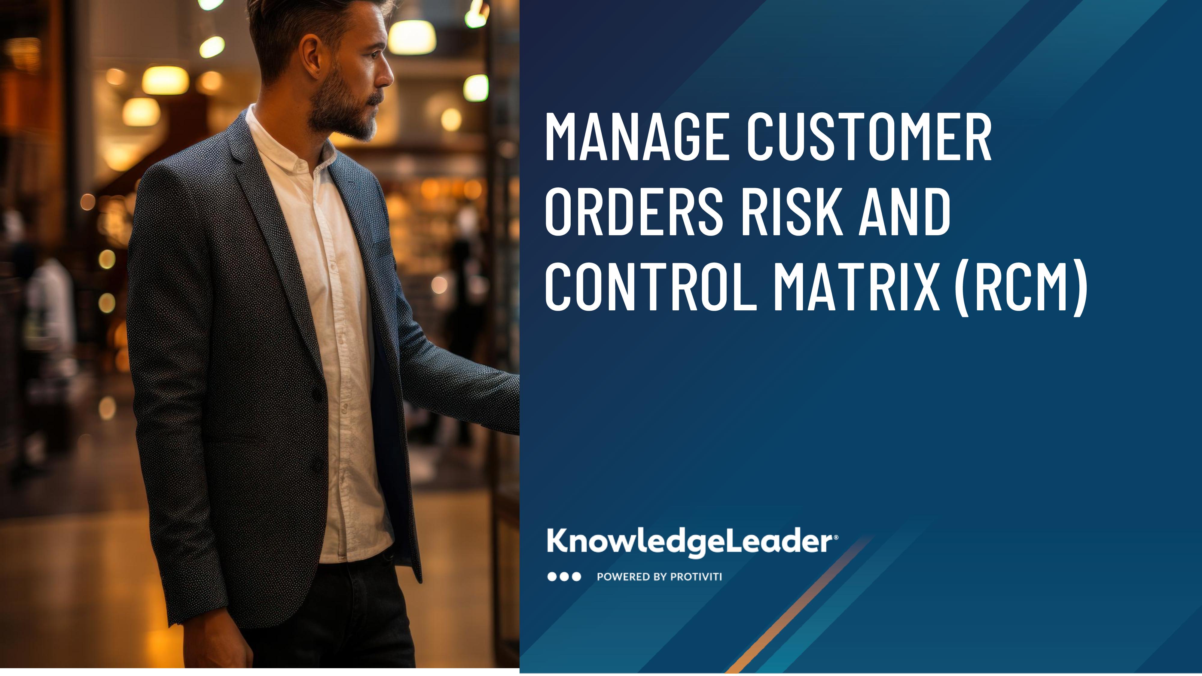 screenshot of the first page of Manage Customer Orders Risk and Control Matrix (RCM)