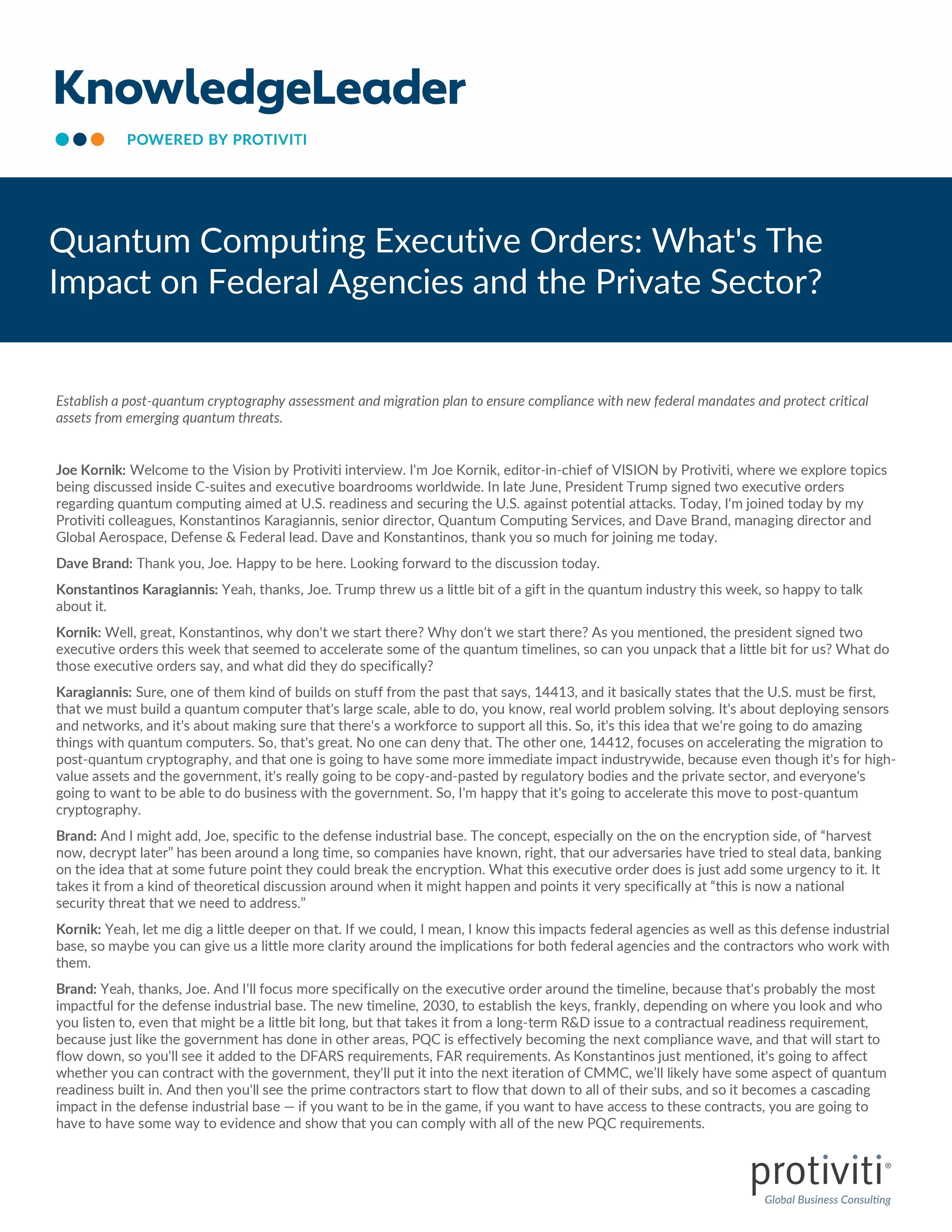 Quantum Computing Executive Orders What s The Impact on Federal Agencies and the Private Sector.
