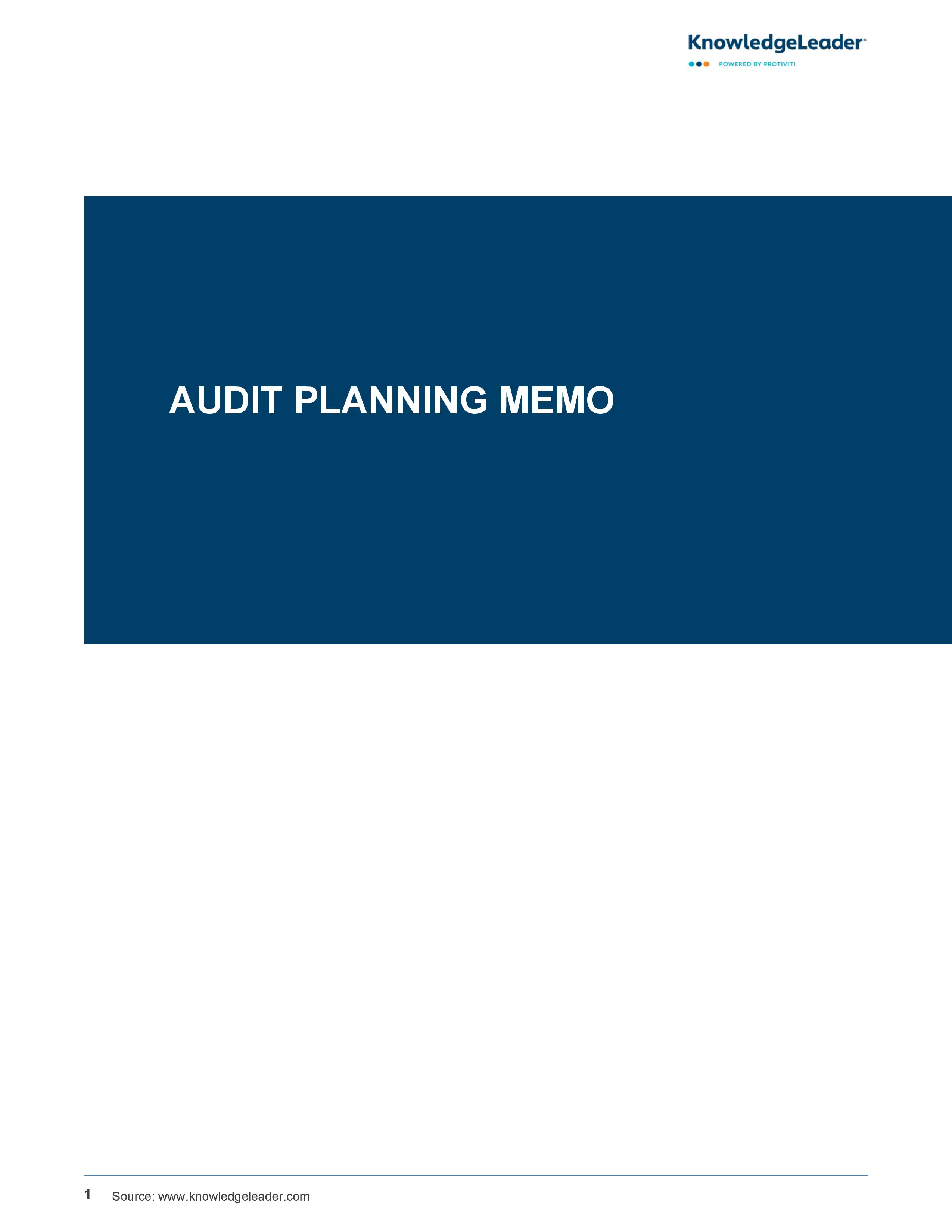 Audit Planning Memo