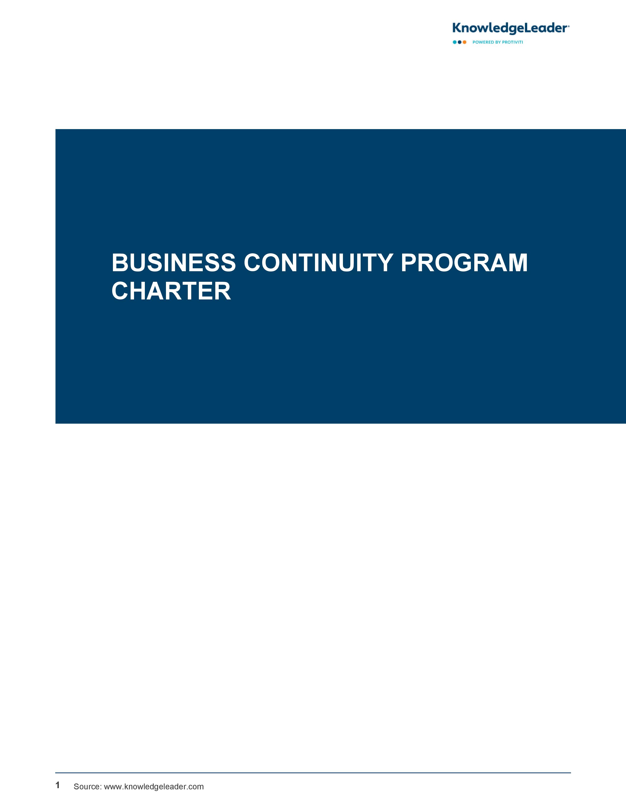 Business Continuity Program Charter