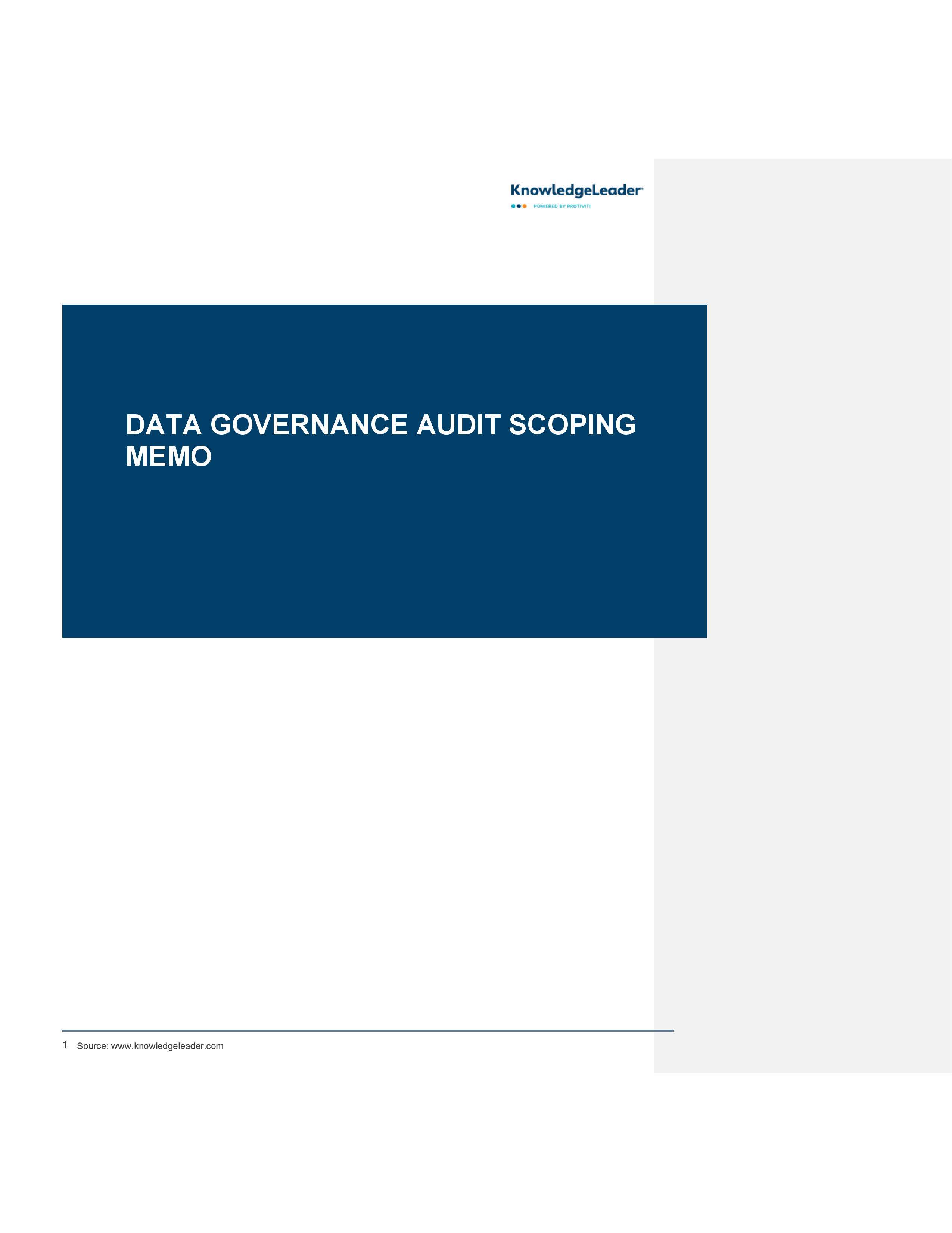 screenshot of the first page of Data Governance Audit Scoping Memo