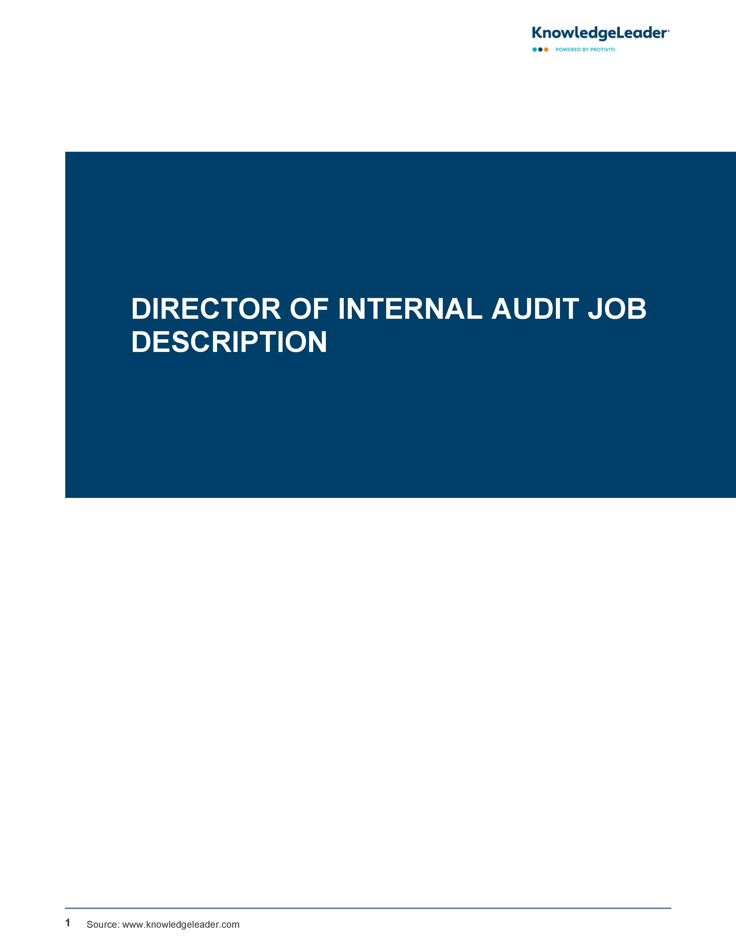 Director of Internal Audit Job Description