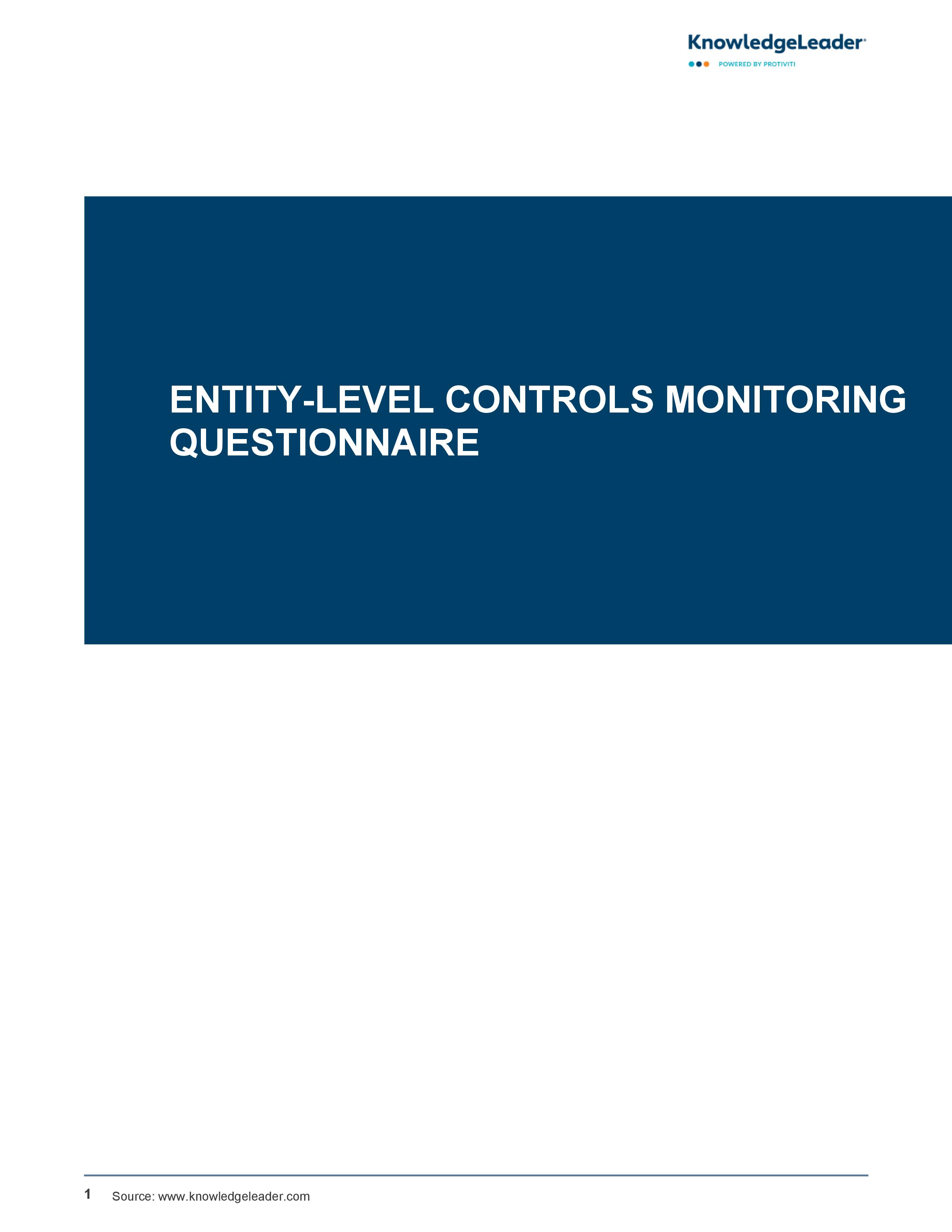 Entity-Level Controls Monitoring Questionnaire