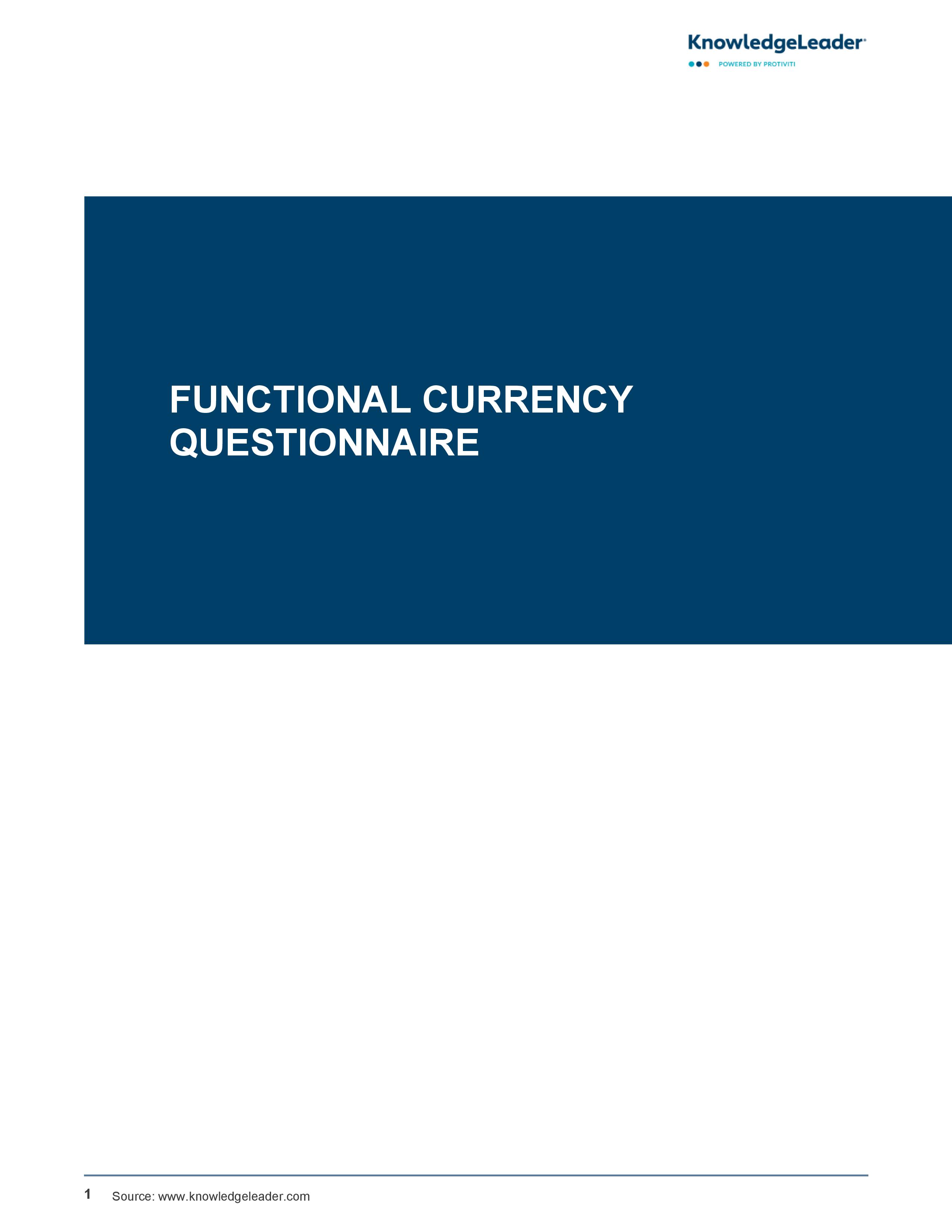 Functional Currency Questionnaire