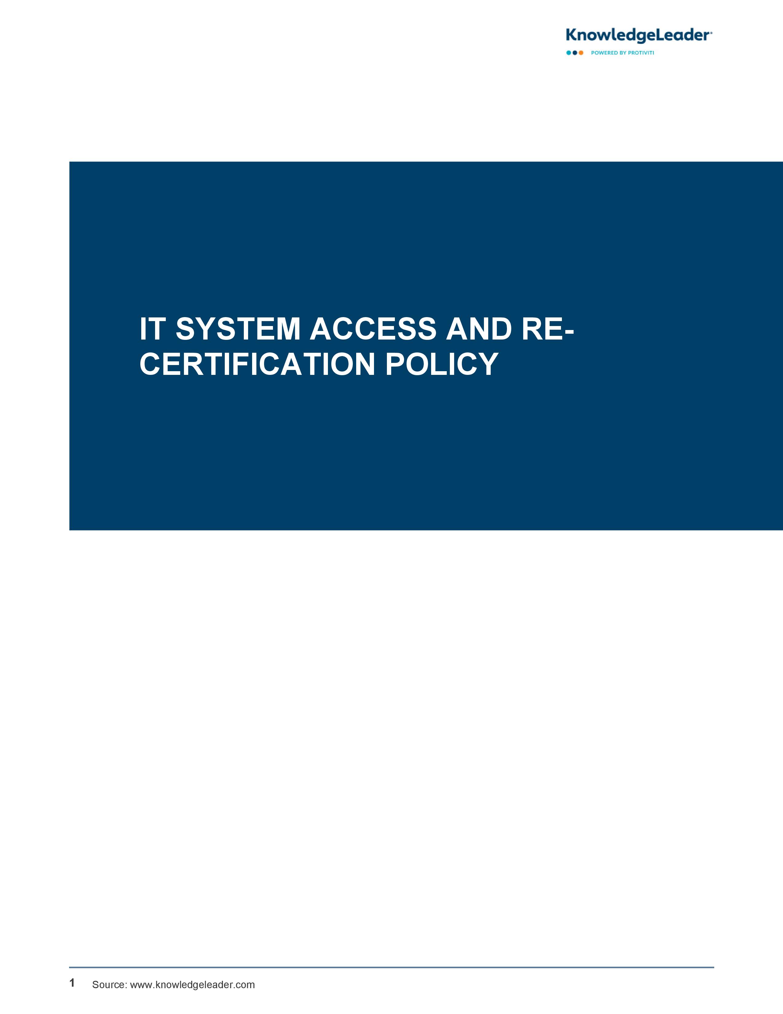 IT System Access and Re-Certification Policy