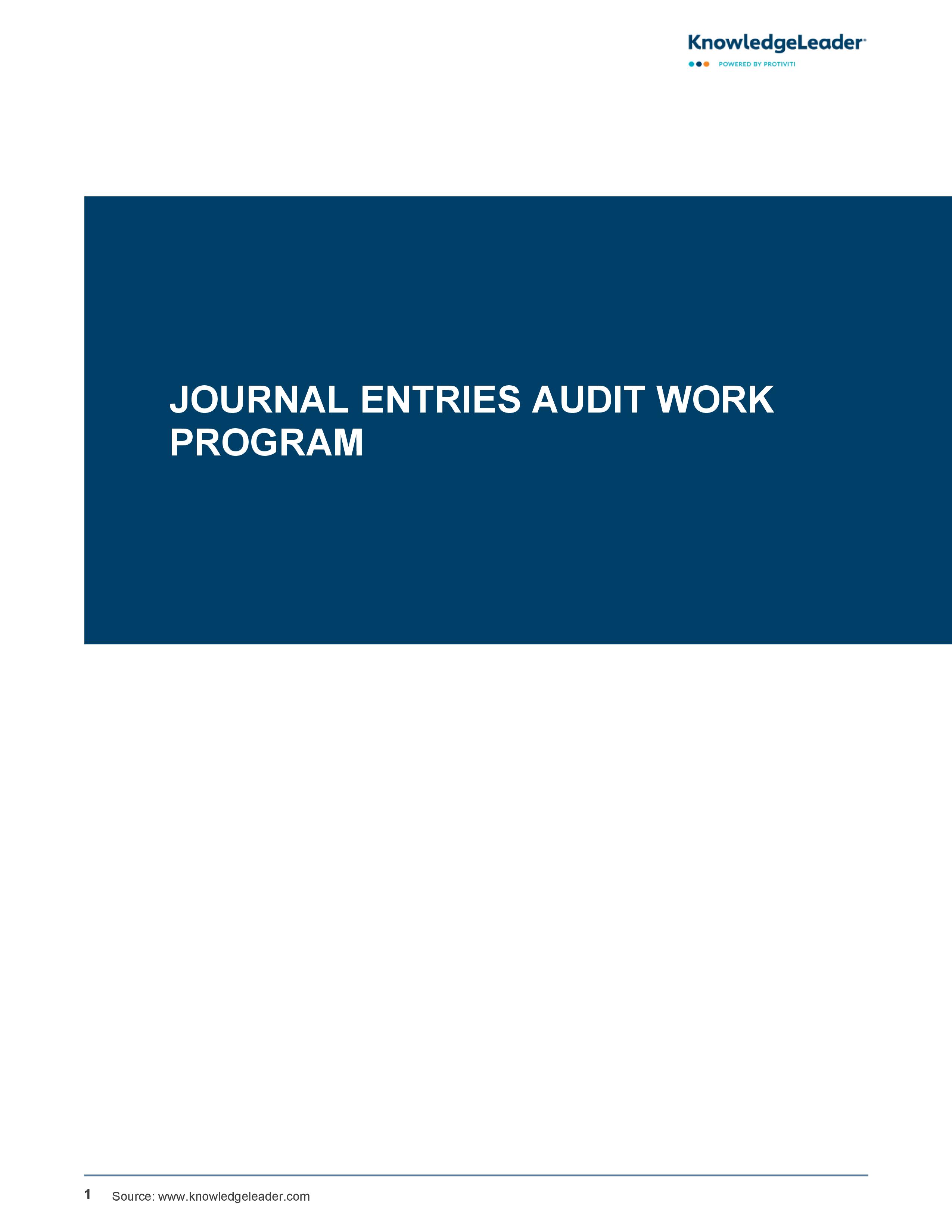Journal Entries Audit Work Program