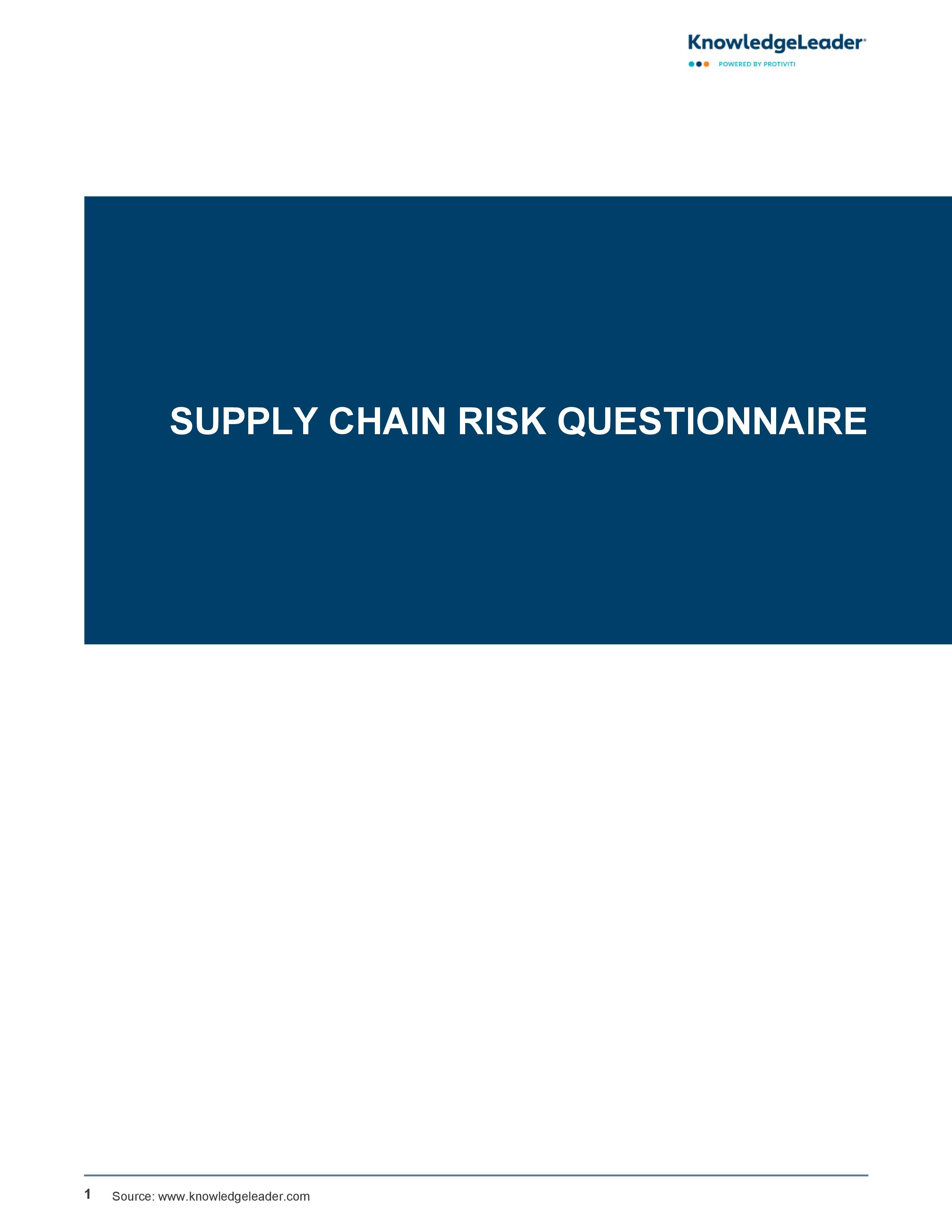 Supply Chain Risk Questionnaire