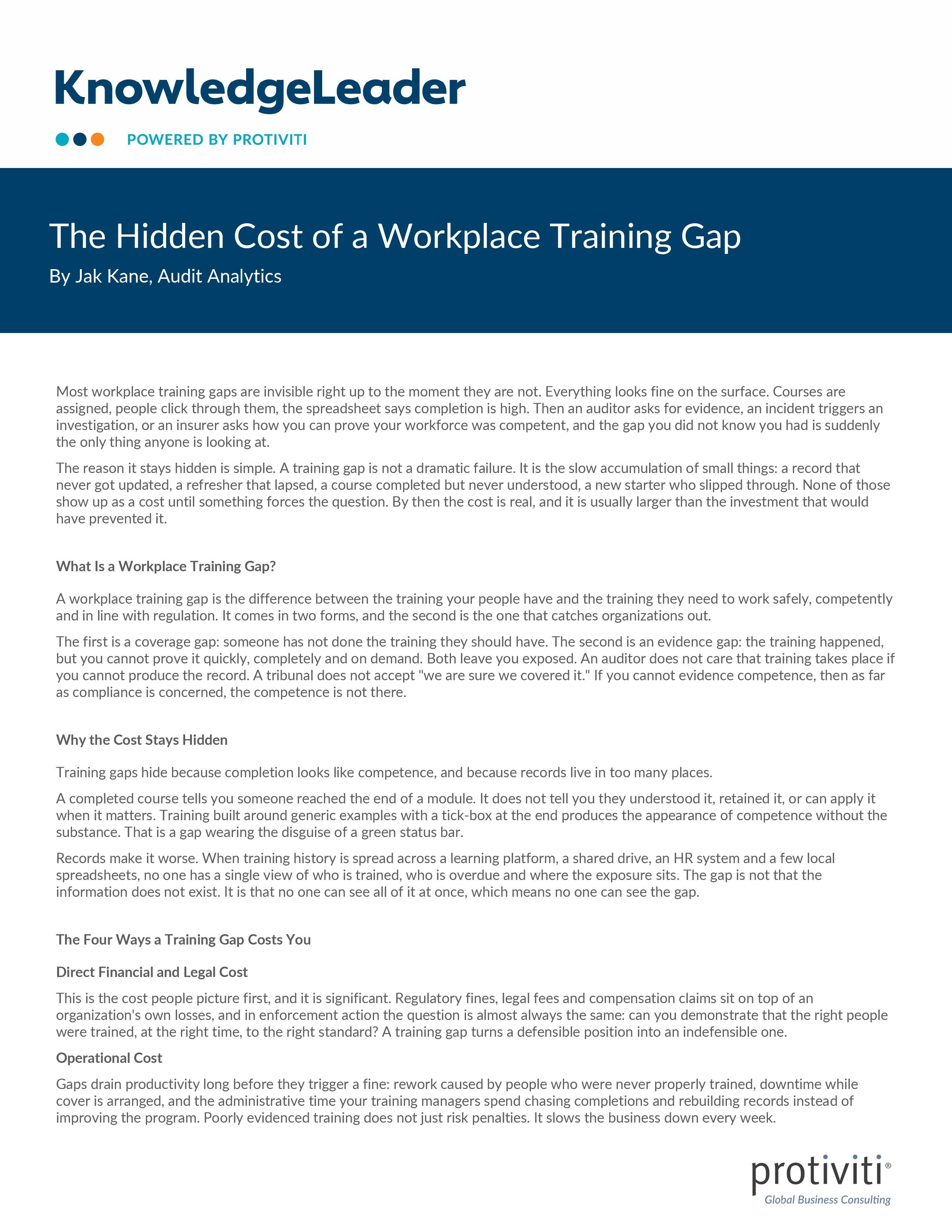 The Hidden Cost of a Workplace Training Gap