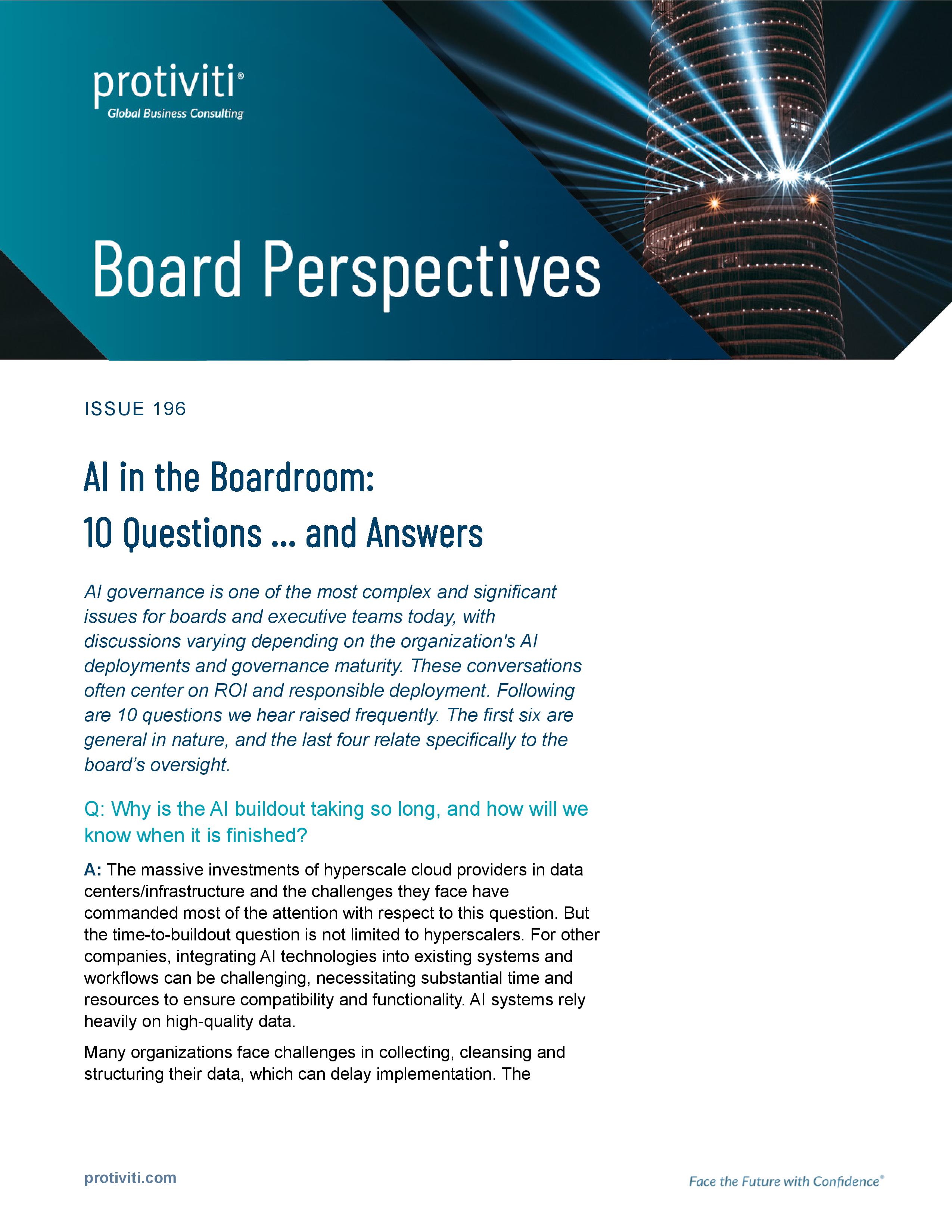 AI in the Boardroom 10 Questions … and Answers