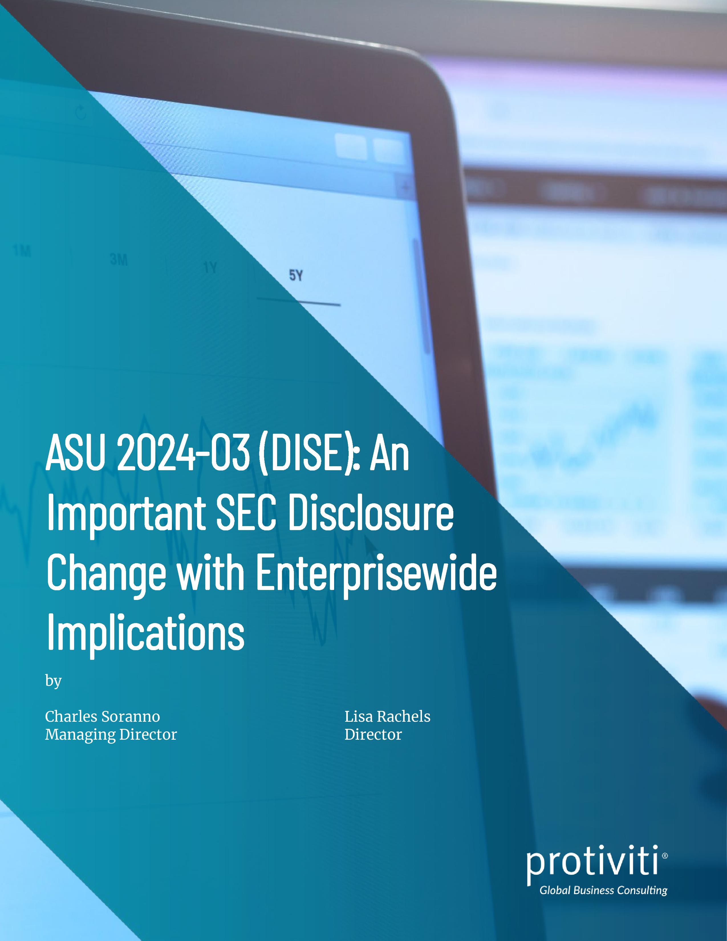 screenshot of the first page of ASU 2024-03 (DISE): An Important SEC Disclosure Change with Enterprisewide Implications