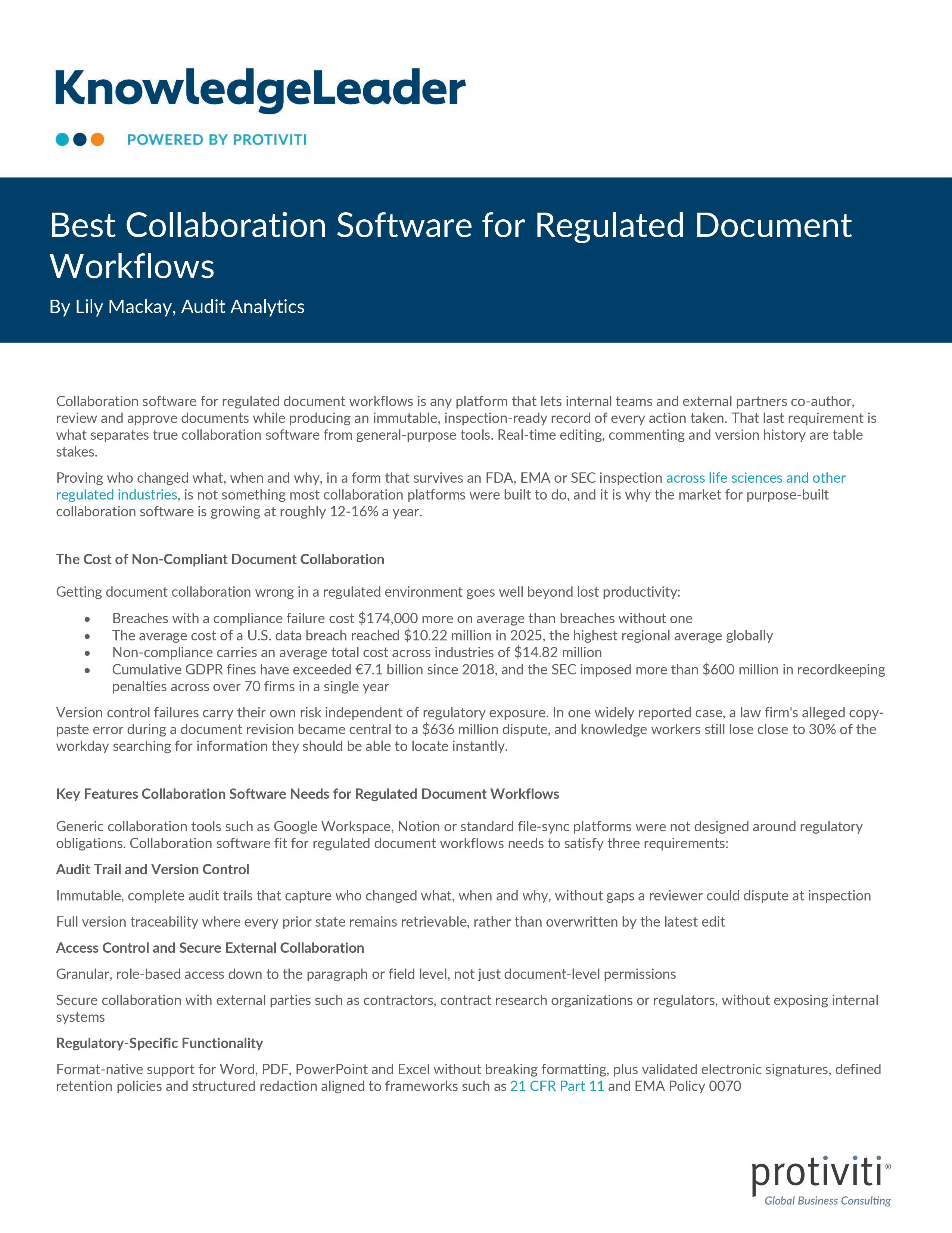 Best Collaboration Software for Regulated Document Workflows