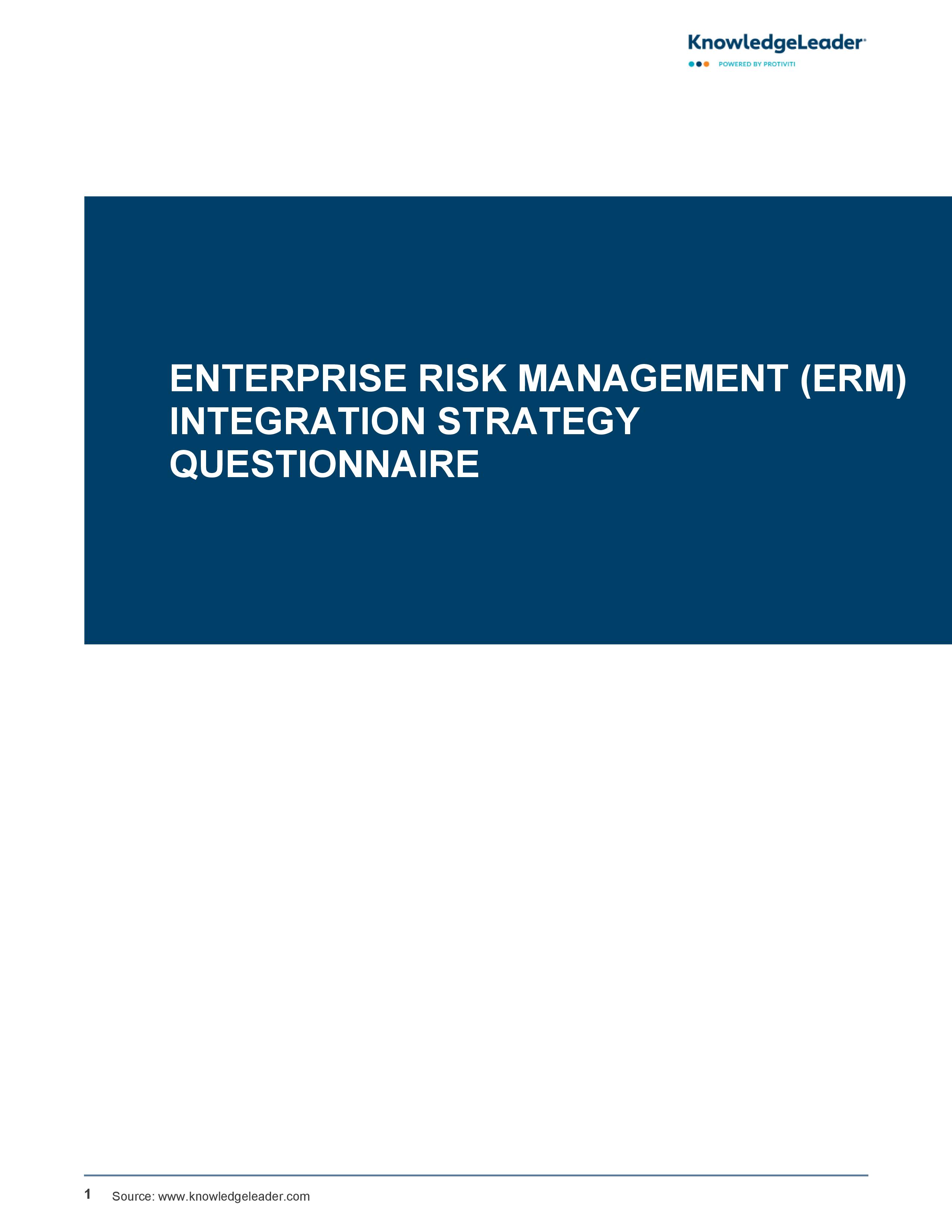 Enterprise Risk Management (ERM) Integration Strategy Questionnaire