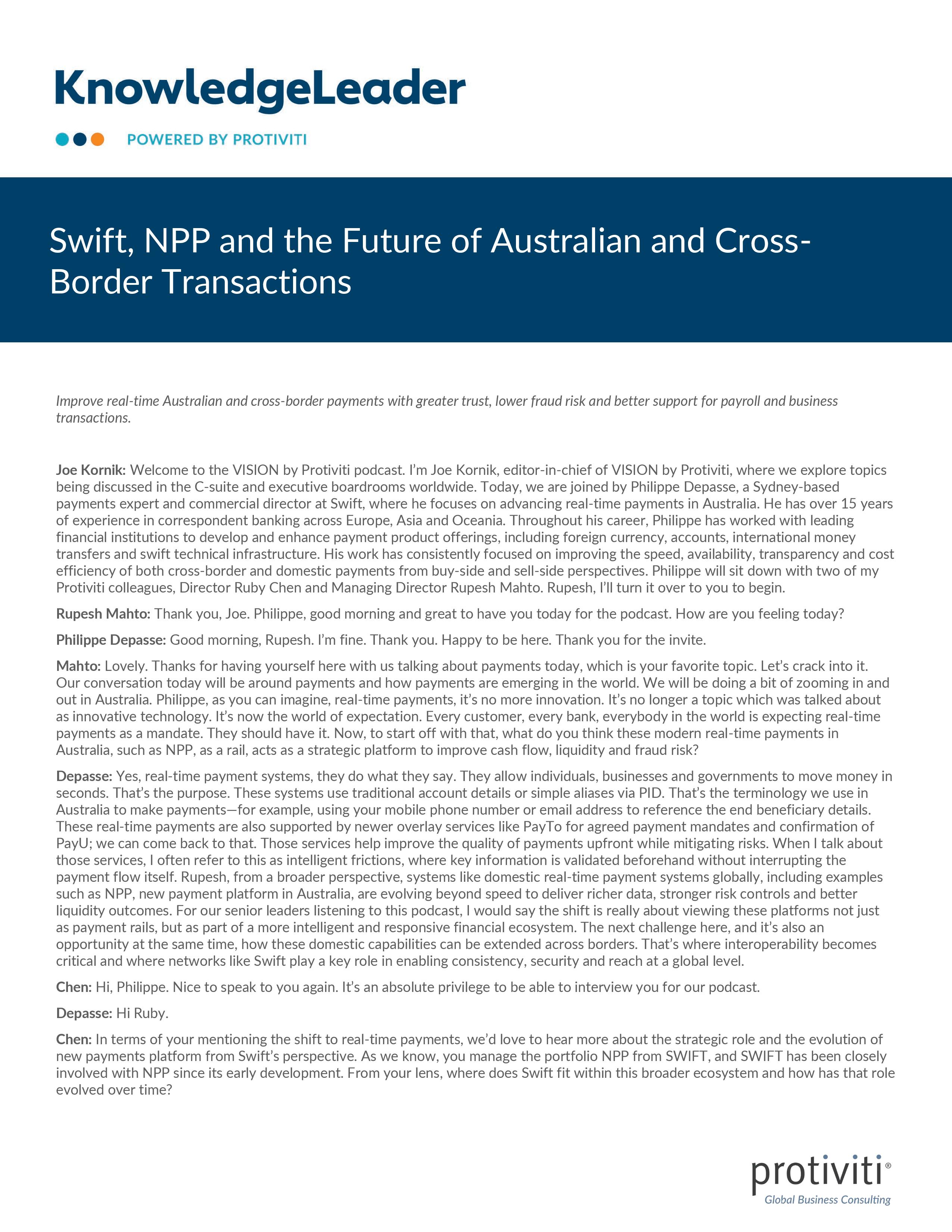 Swift, NPP and the Future of Australian and Cross-Border Transactions