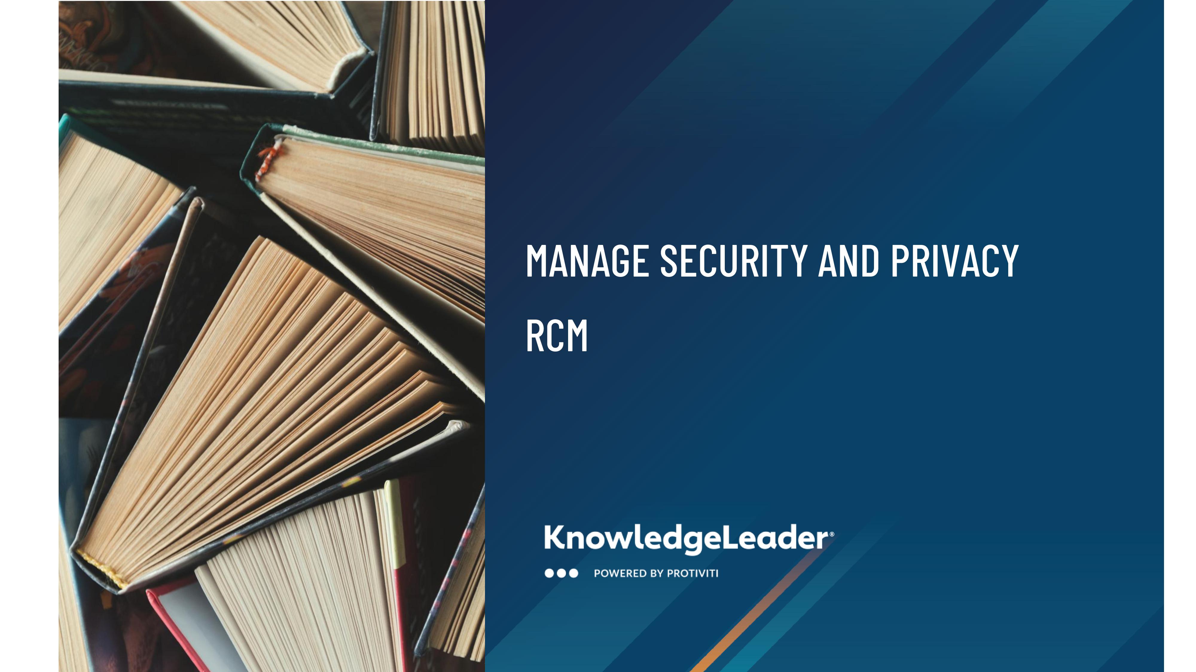 Screenshot of the first page of Manage Security and Privacy RCM