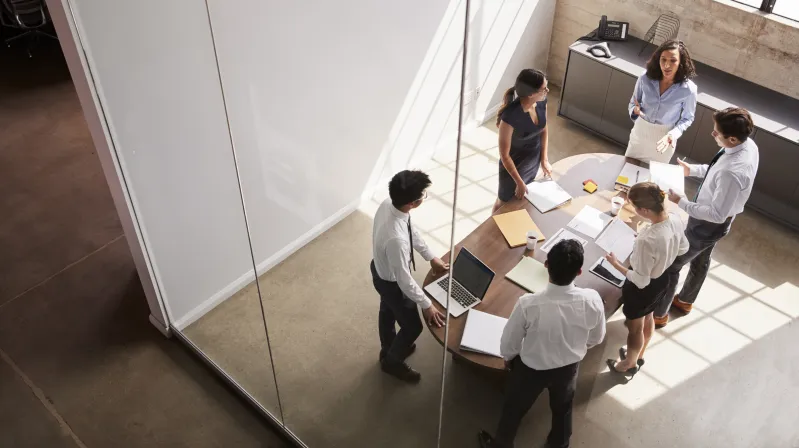 image of looking down at people