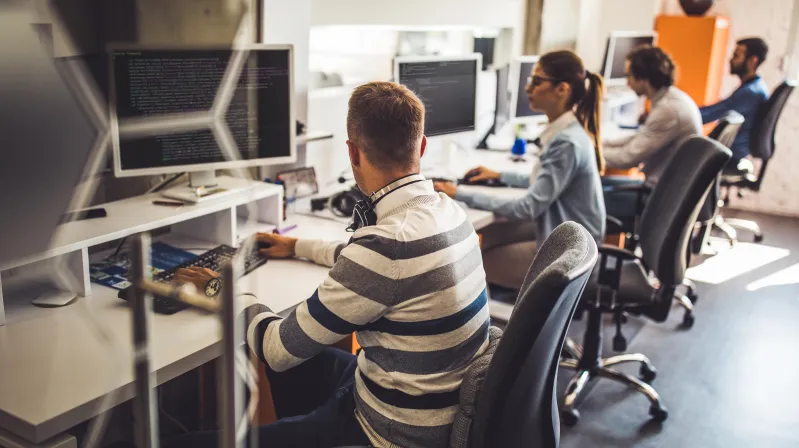 image of employee conversation