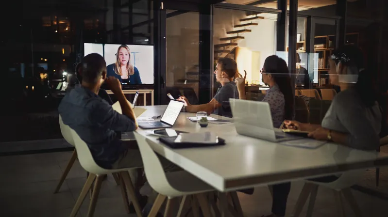 image of people watching a video