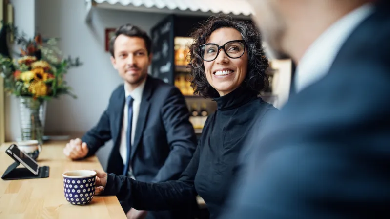 Image of woman smiling at a man