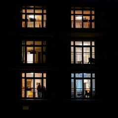 image of windows in the dark