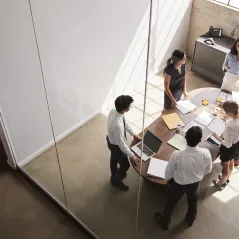 image of looking down at people