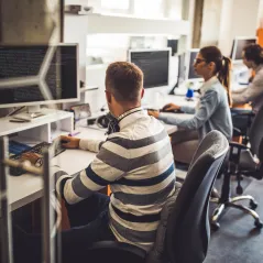 image of employee conversation