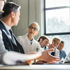 image of employee discussion